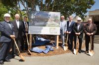President Ruben Arminana, Senator Mike Thompson, Dr. William Silver, Ray Johnson, Lieutenant Governor Gavin Newsom, Marvin Shanken, and Gary Heck at the Wine Spectator Learning Center Groundbreaking Ceremony